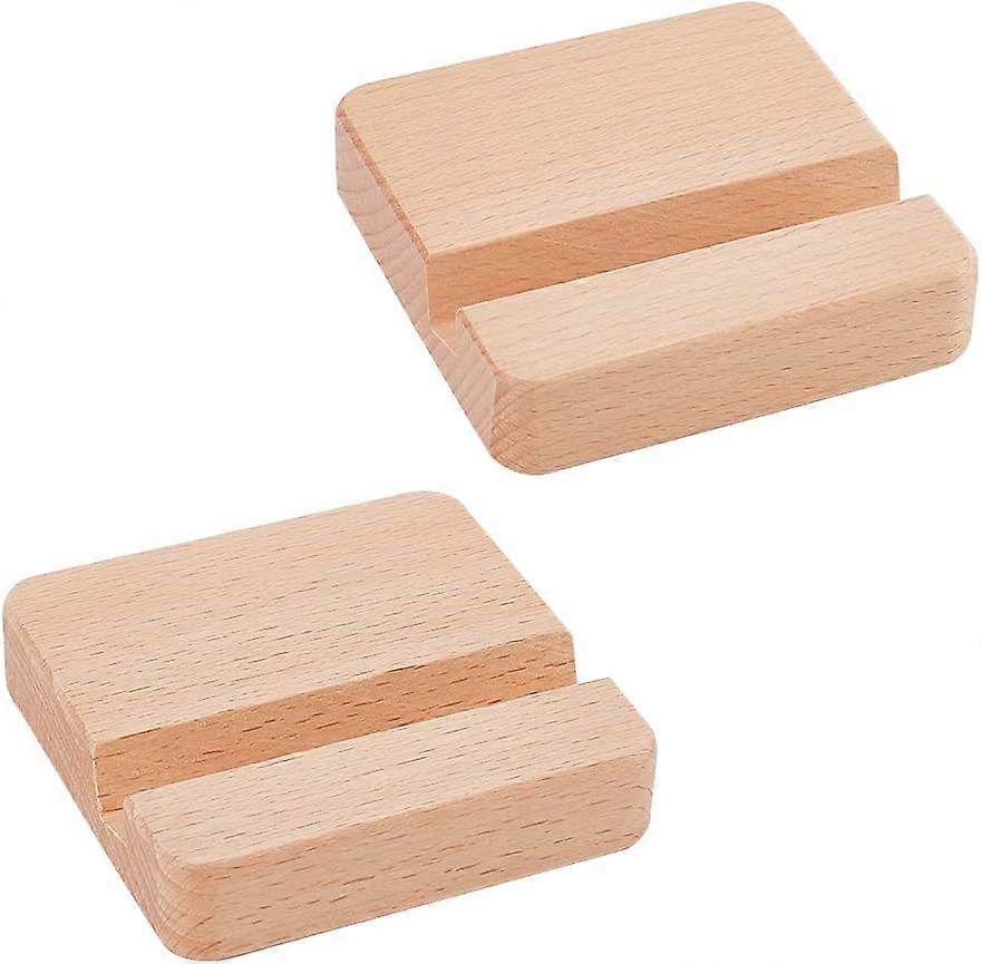 2 Pcs Wooden Cell Phone Stands 3.14x3.14x0.78 Square Wood Mobile Phone Holders Universal Desktop Phone Stand Portable Mobile Tablet Holder for Support