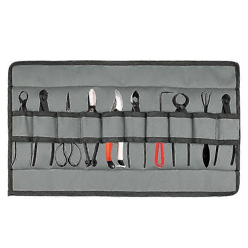 حقيبة لفة أداة شديدة التحمل ، حقيبة قماش بونساي أداة 10 جيب ، حقيبة تخزين لفة أداة بونساي للحديقة ، منظم مفتاح الربط وحقيبة الأدوات ، أدوات GIF