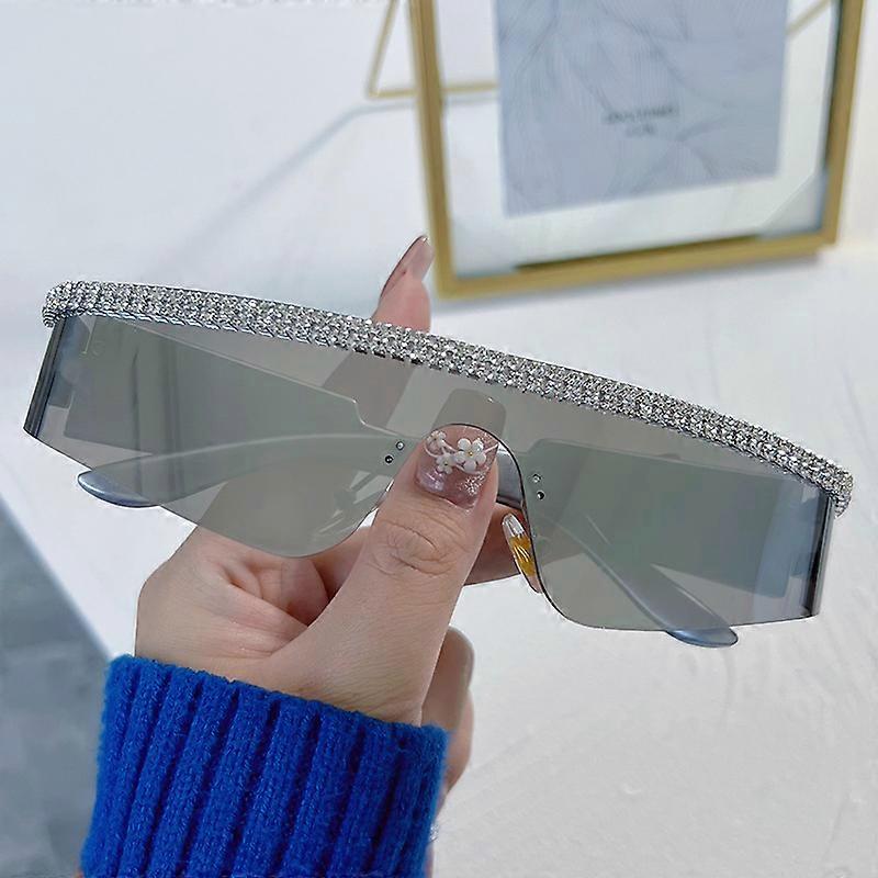 One-piece sunglasses, personalized diamond-encrusted one-piece cycling glasses, hip-hop sports sunglasses A7