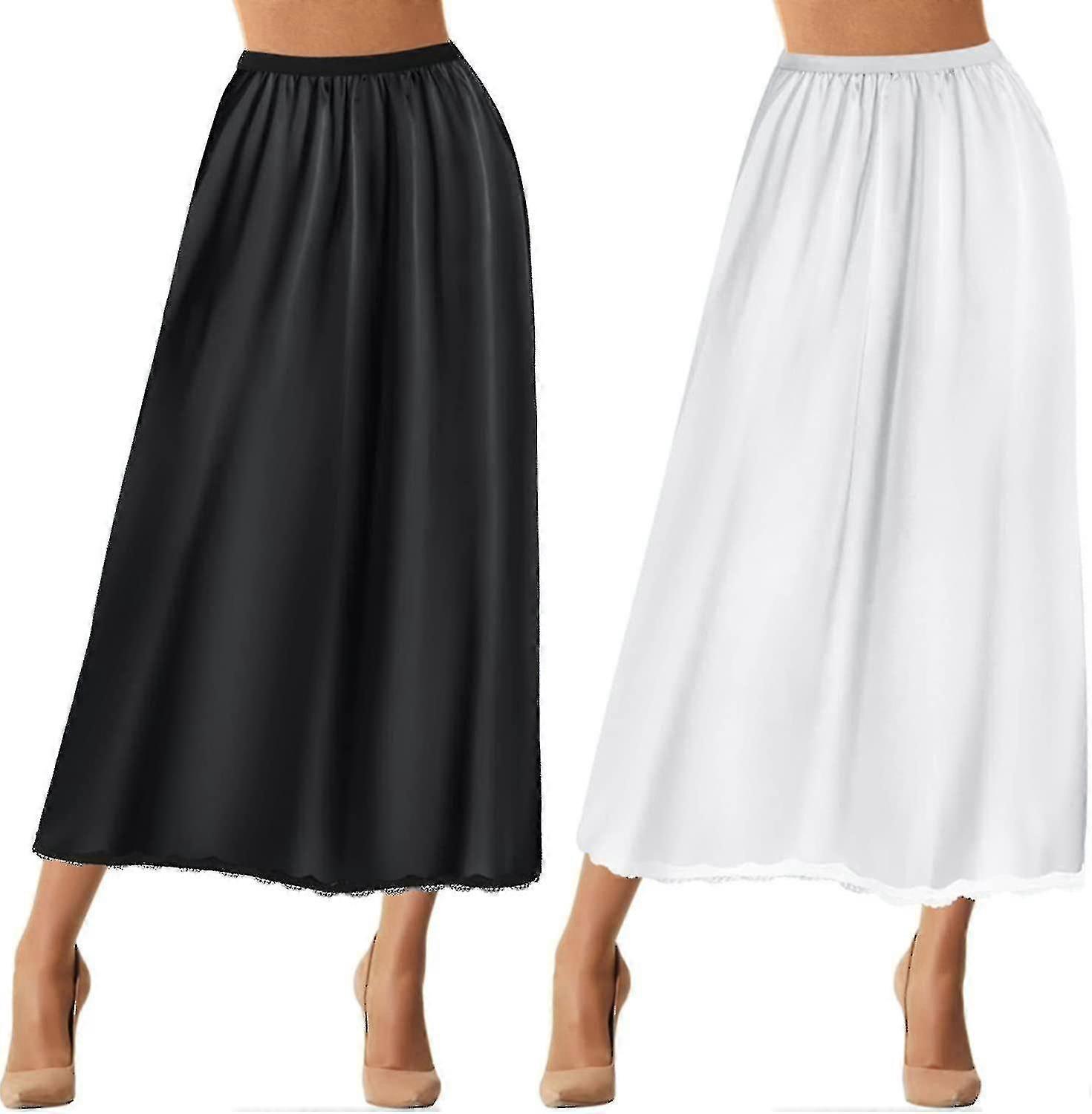2 stk halv slip blonder lang underskjørt kvinners sateng halv sklier halv sklier for under kjoler slip