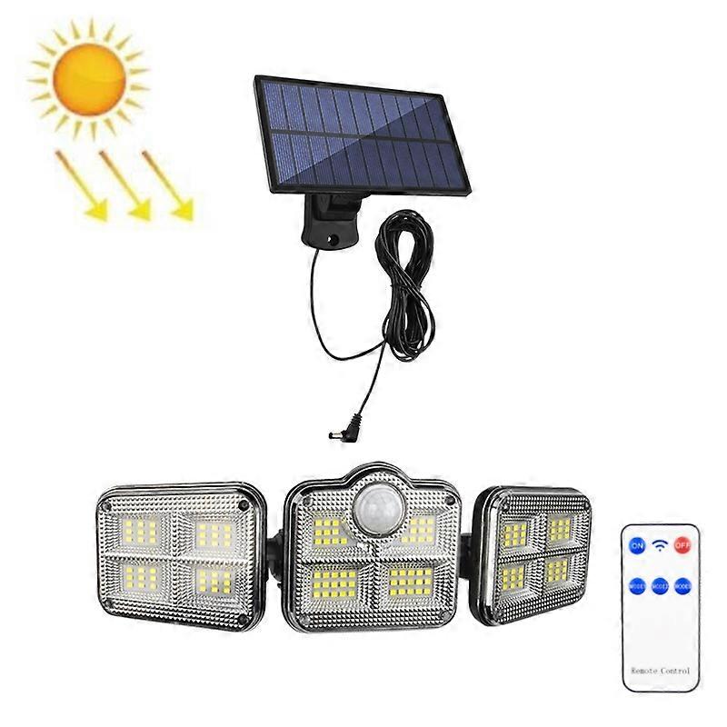 Solar 3-Head Rotatable Wall Light, Style: 122 LED Splitable 122 LED Splitable