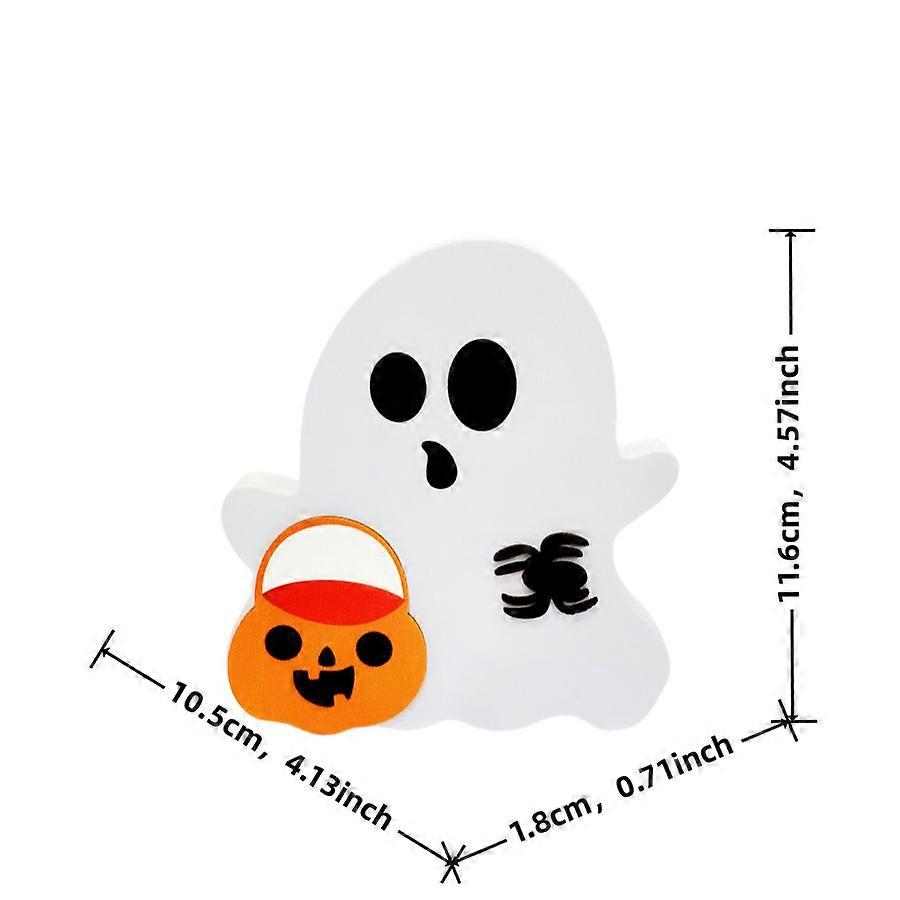 Cute Ghost Halloween Decorations for Indoors, Spooky Decorations, Wooden Tiered Tray Decor Table Sign, Black Cat, Bat, Witch Broom Signs, Party Home S