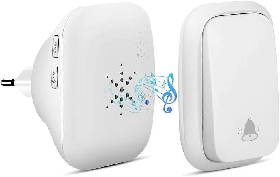 Wireless Doorbell, Self Powered Doorbell No Battery Required Wireless Door Chime, 150m Range Waterproof Push Button with 38 Chimes, 4 Level Volume and