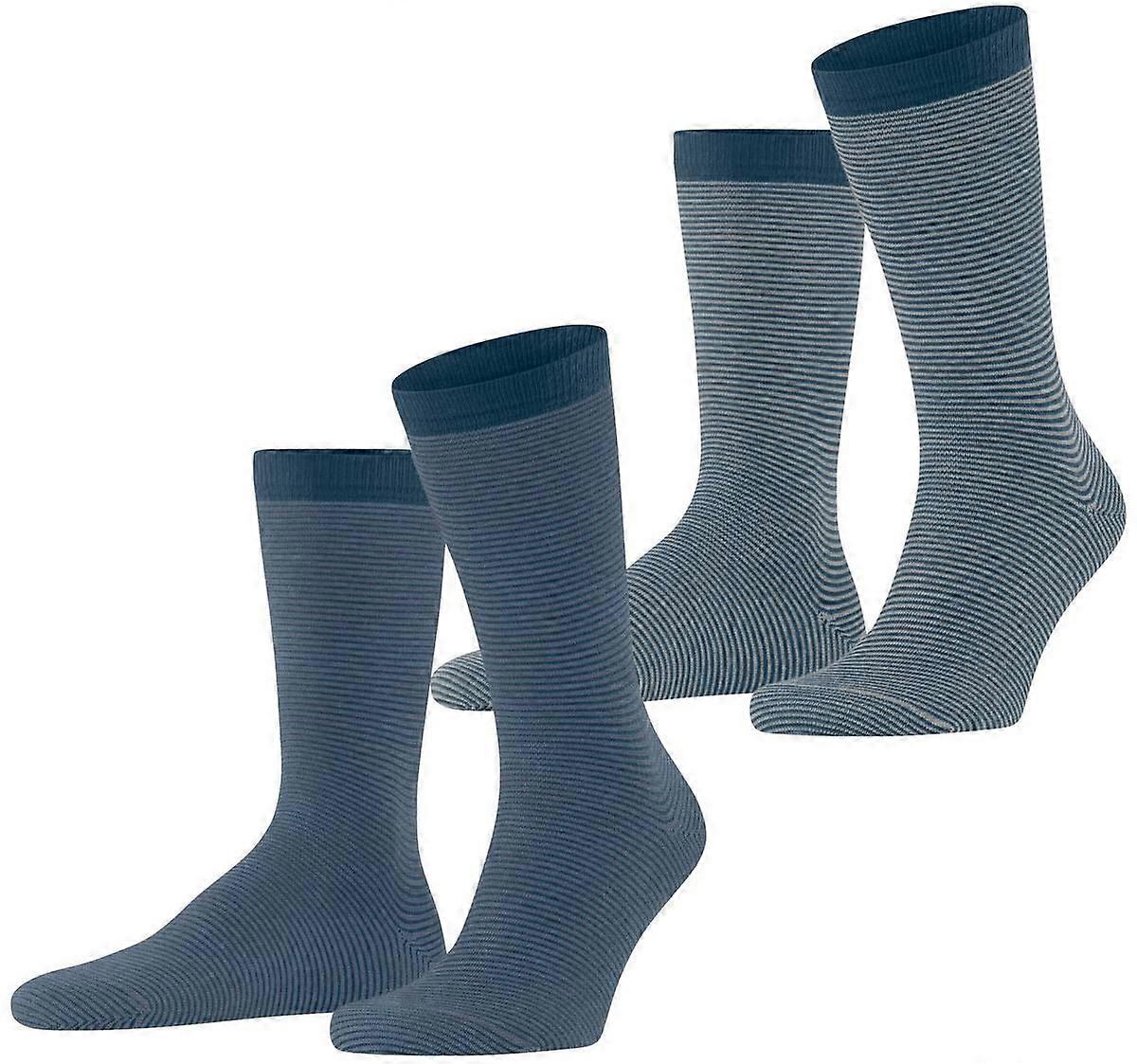 Esprit Allover Stripe 2 Pack Socks - Blue Mix
