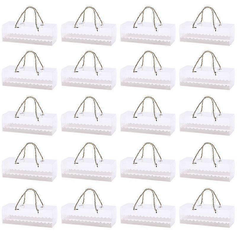 20Pcs Cake Boxes Handheld Easy to Assemble Portable Visible Waterproof Oilproof PET Transparent Desi-ZZY