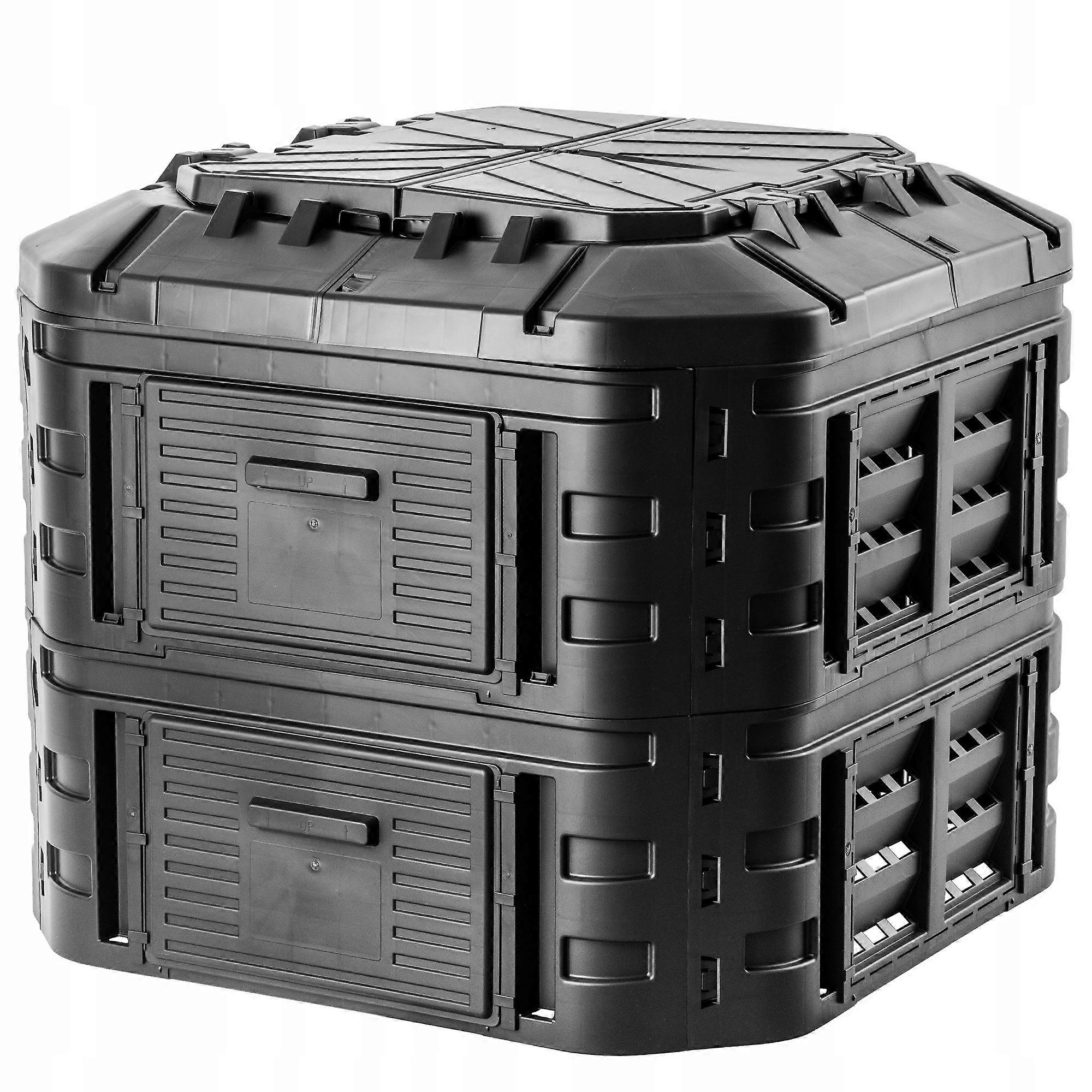 KADAX Modulær Komposter, 600L Sort Have, Frostbestandig Gødning året rundt