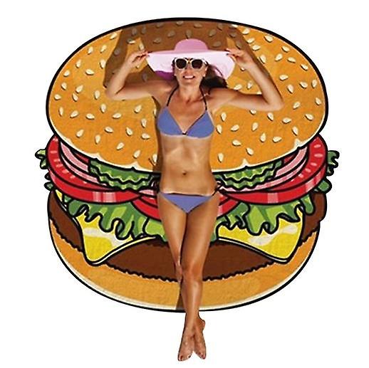 Round Beach Mat Traveling Beach Towel Burger Pattern