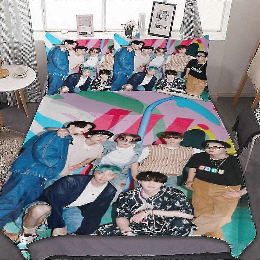 n461 Lençóis Kpop B Conjunto de Cama, Conjunto de Cama Ultra Macio Gir Bedding Gir Conjunto de Capa de Edredom para Crianças Meninos Adolescentes Decoração de Quarto com Capa de Edredom Kpop B (1 D