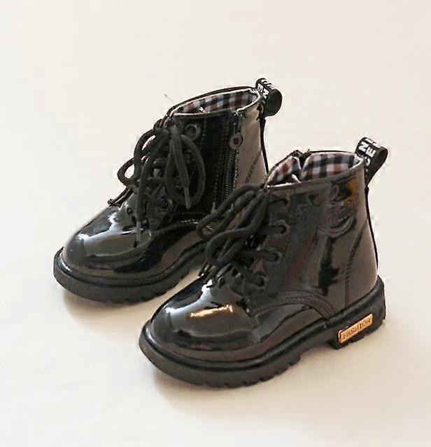 Spring Autumn Patent Leather Children Boots Boys Girls Waterproof Boots Shoes Warm Plush Snow Boots Toddler Sneakers
