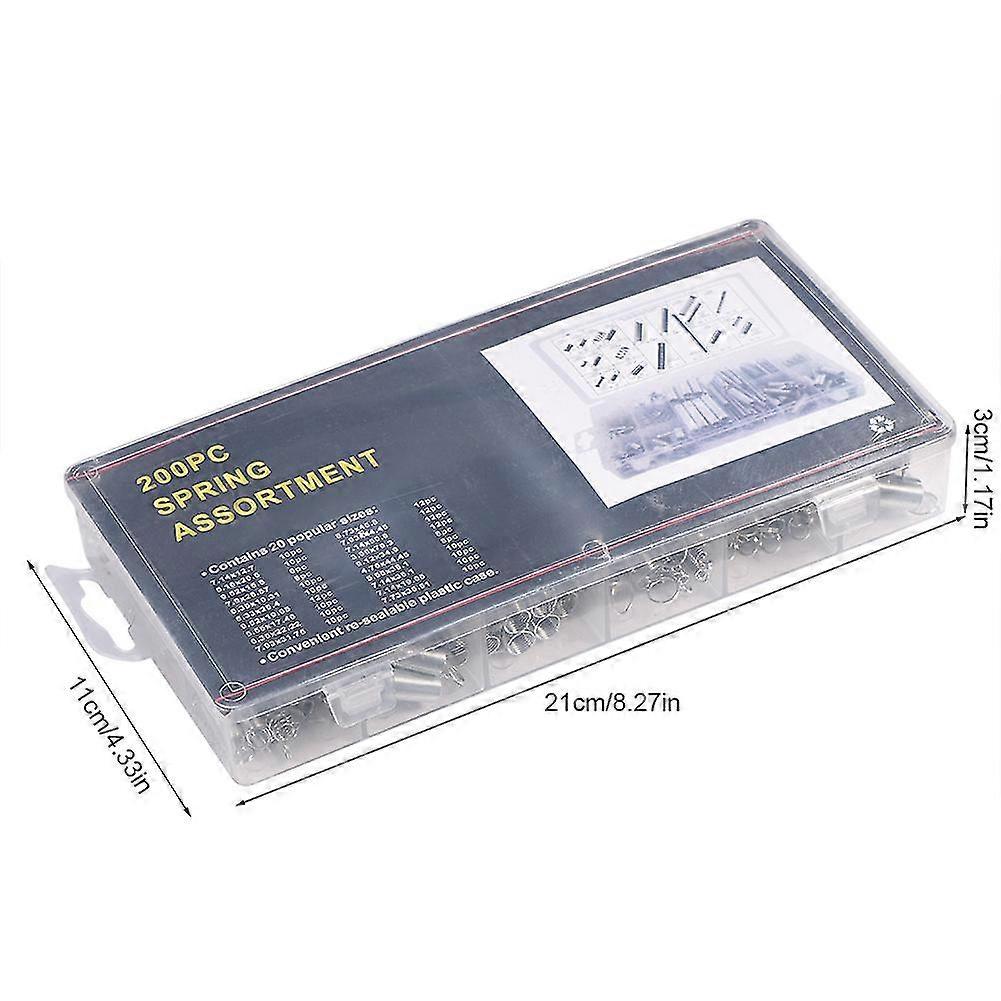 200pcs/Set 20 Sizes Extension Compression Spring Assortment Metal Springs Kit with Box-Good