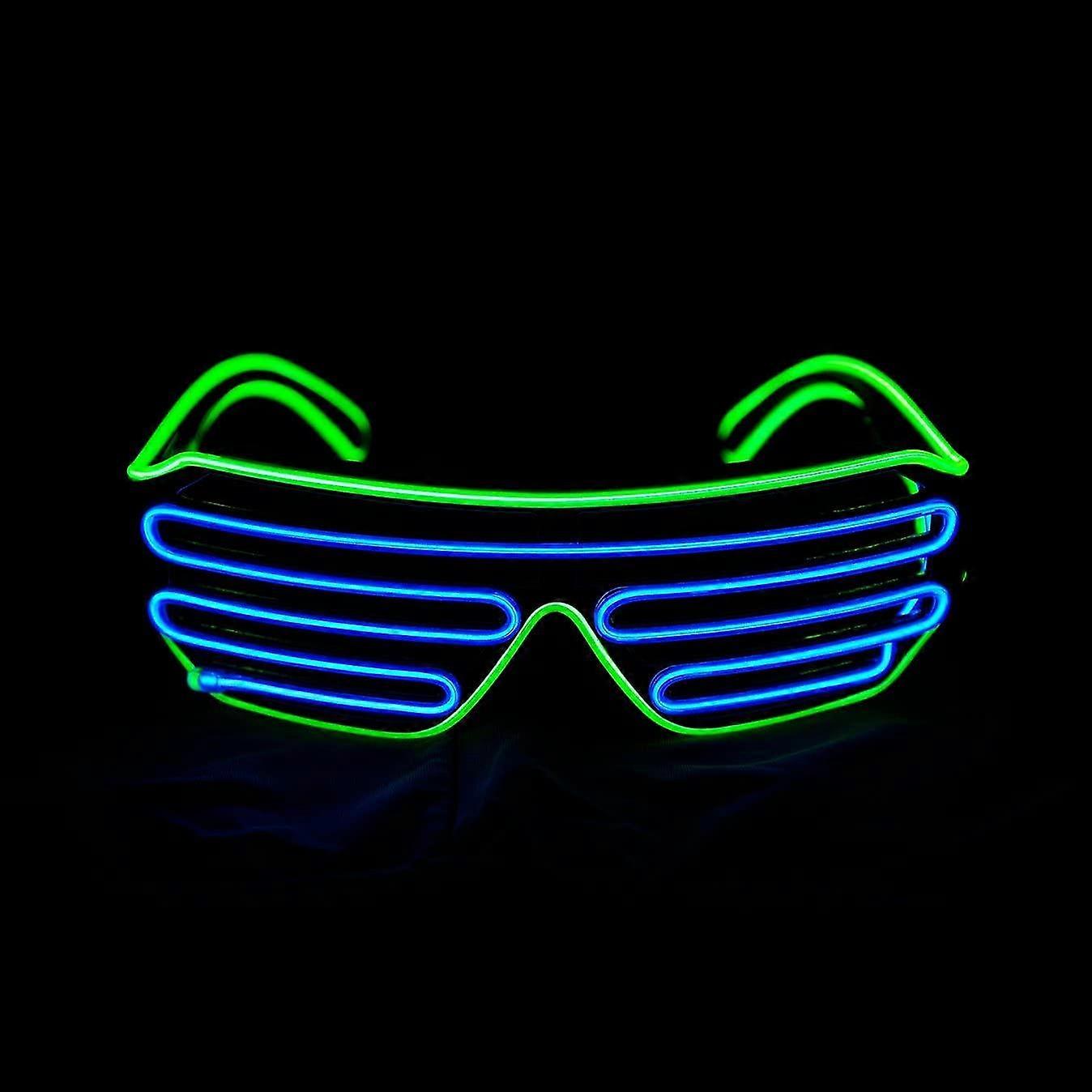 Glasses Flashing Led Sunglasses Light Up Costumes For 80s, Edm, Party Rb03 (light Green - Blue)
