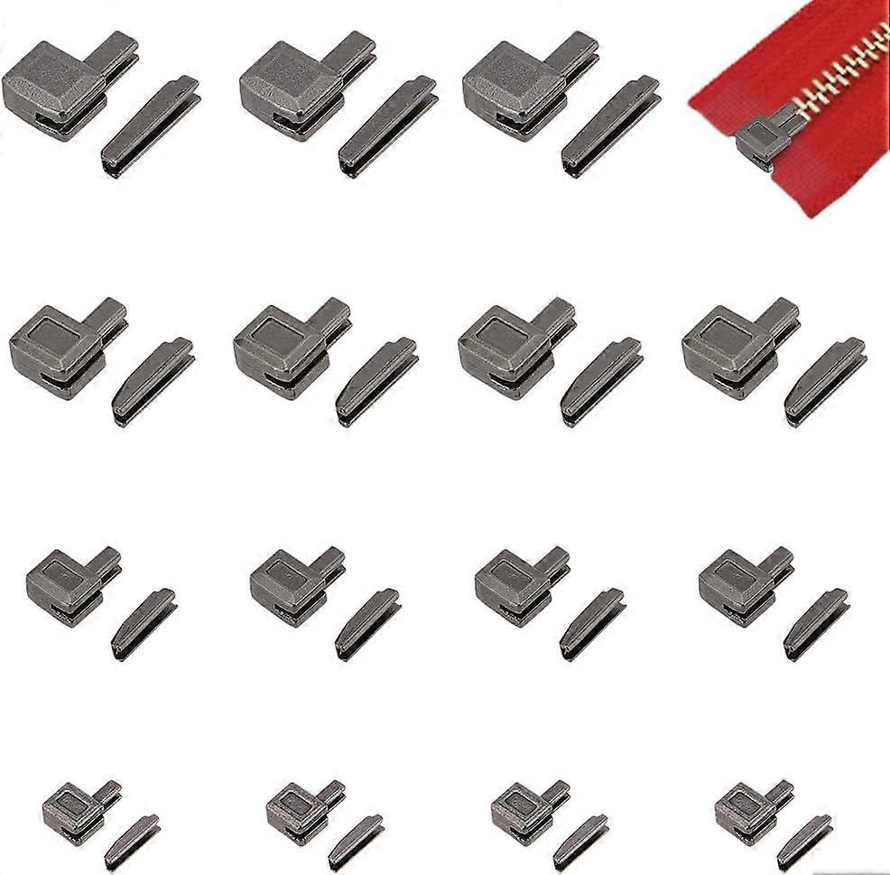 16 Sets Metal Zipper Repair 4 Sizes Zipper Insertion Pin #3#5#8#10 Zipper Latch Slider Retainer Zipper Bottom Stop Zipper Fixing Kit for Jacket Hoody 