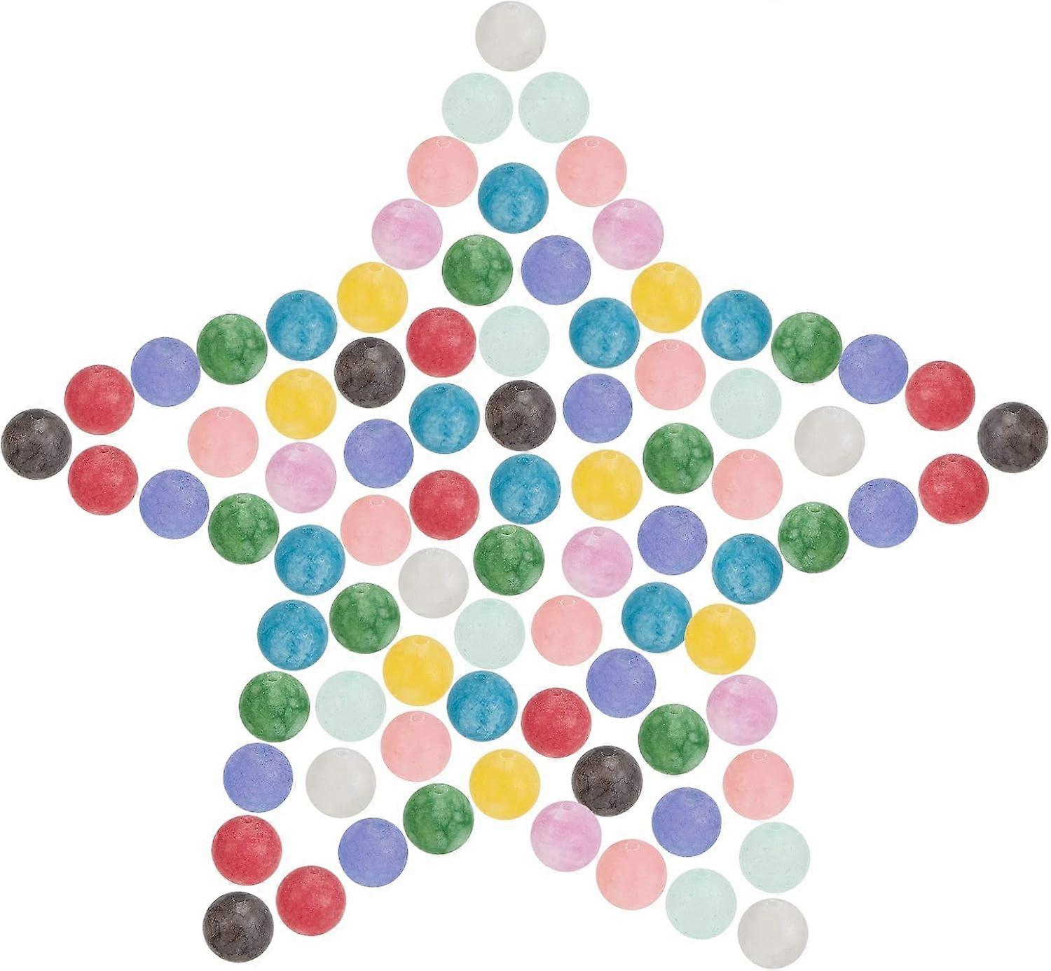 1 Box 200Pcs 10 Colors Gemstone Frosted Matte Jade Beads 8mm Round Natural & Dyed White Loose Beads Stone with Elastic Thread for DIY Necklace Bracele