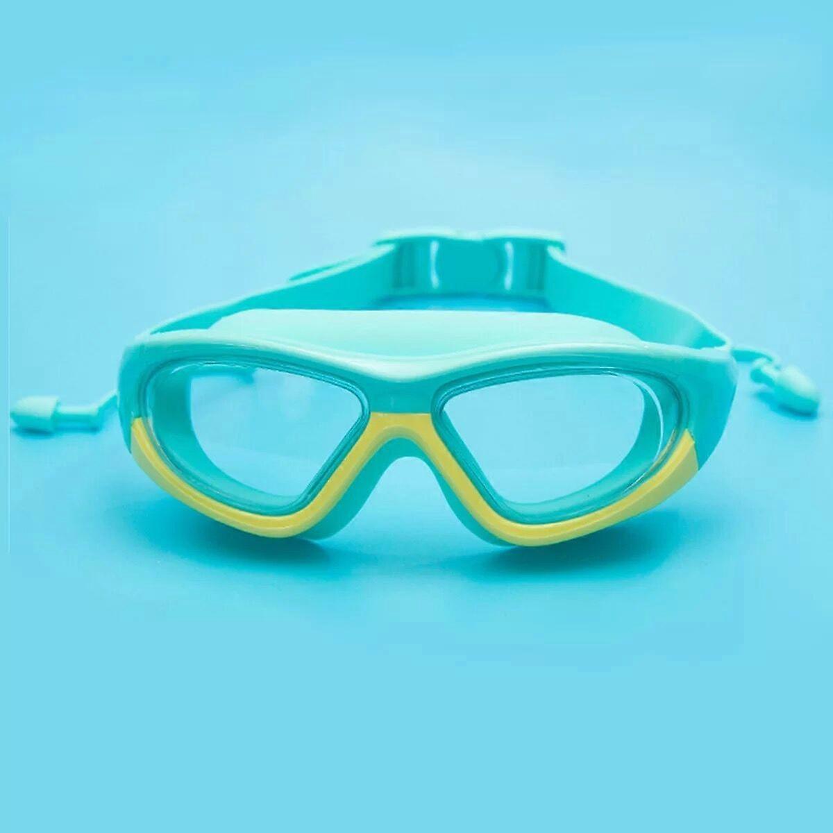 2022 Children's Swim Glasses with Large Frames Antifogging Ultraviolet Light Swimming Goggles Comfortable Seal HD Ear Plugs One