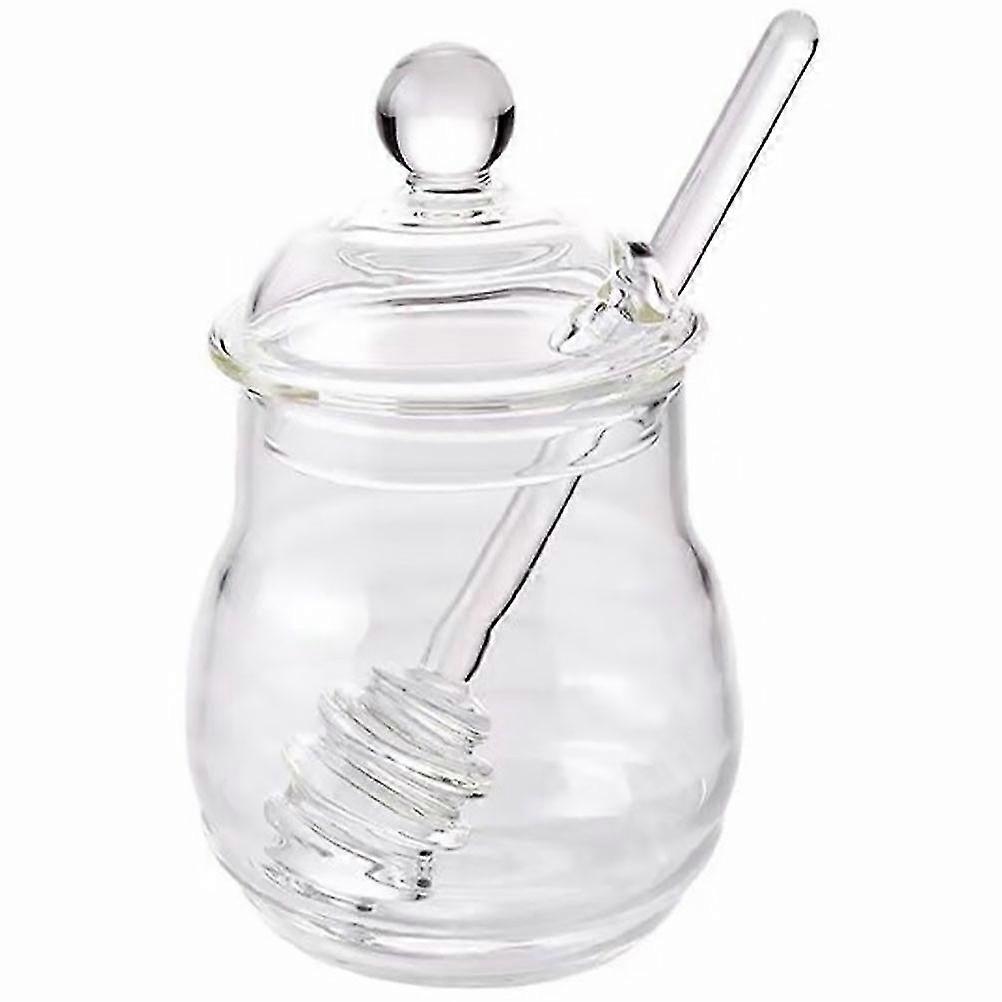 1 Set Honey Jar With Dipper Plastic Honey Pot With Lid Honey Dispenser