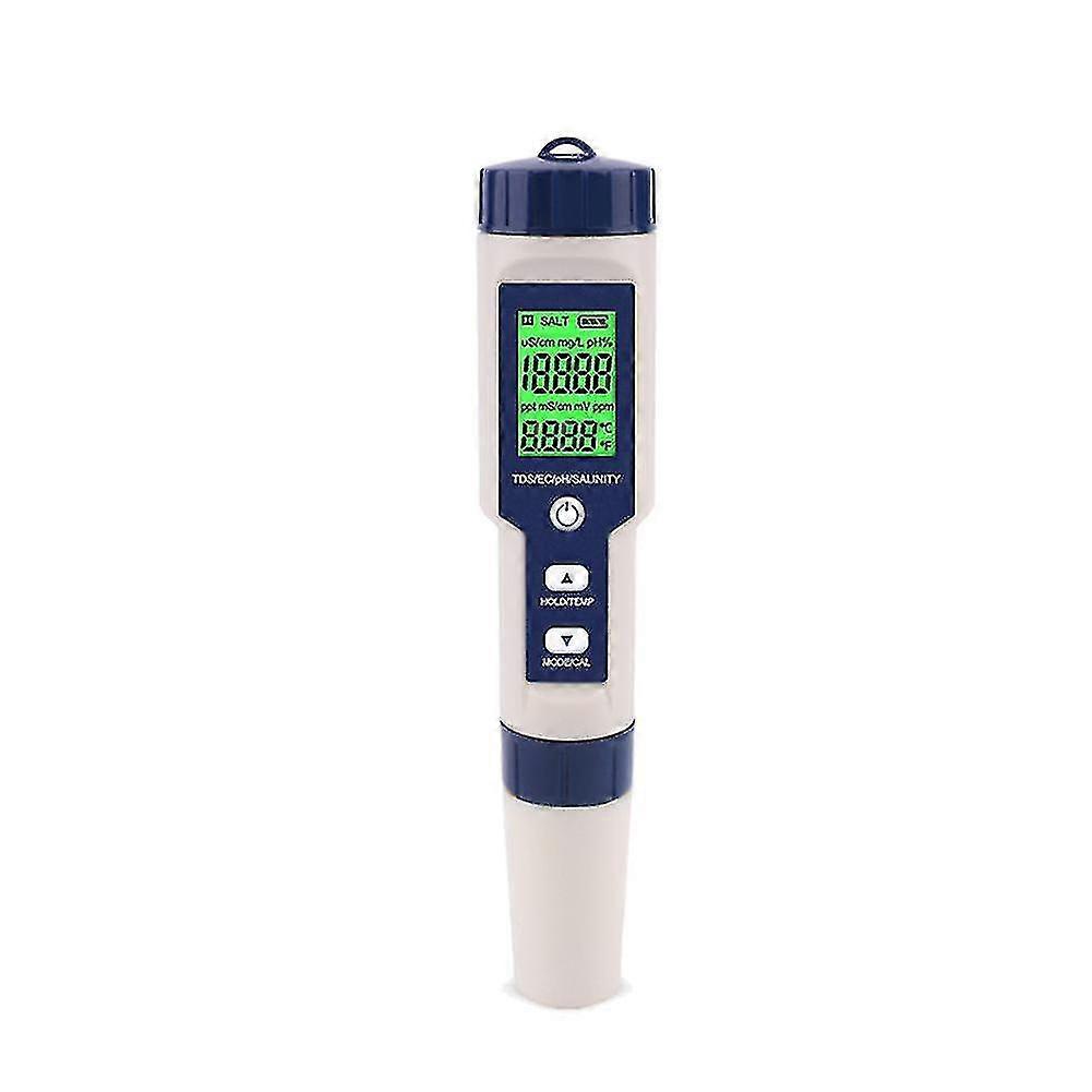 Digital Water Tester 5 In 1 Ph/tds/ec/salinity/temperature Tester Pen Waterproof Multi-function Met