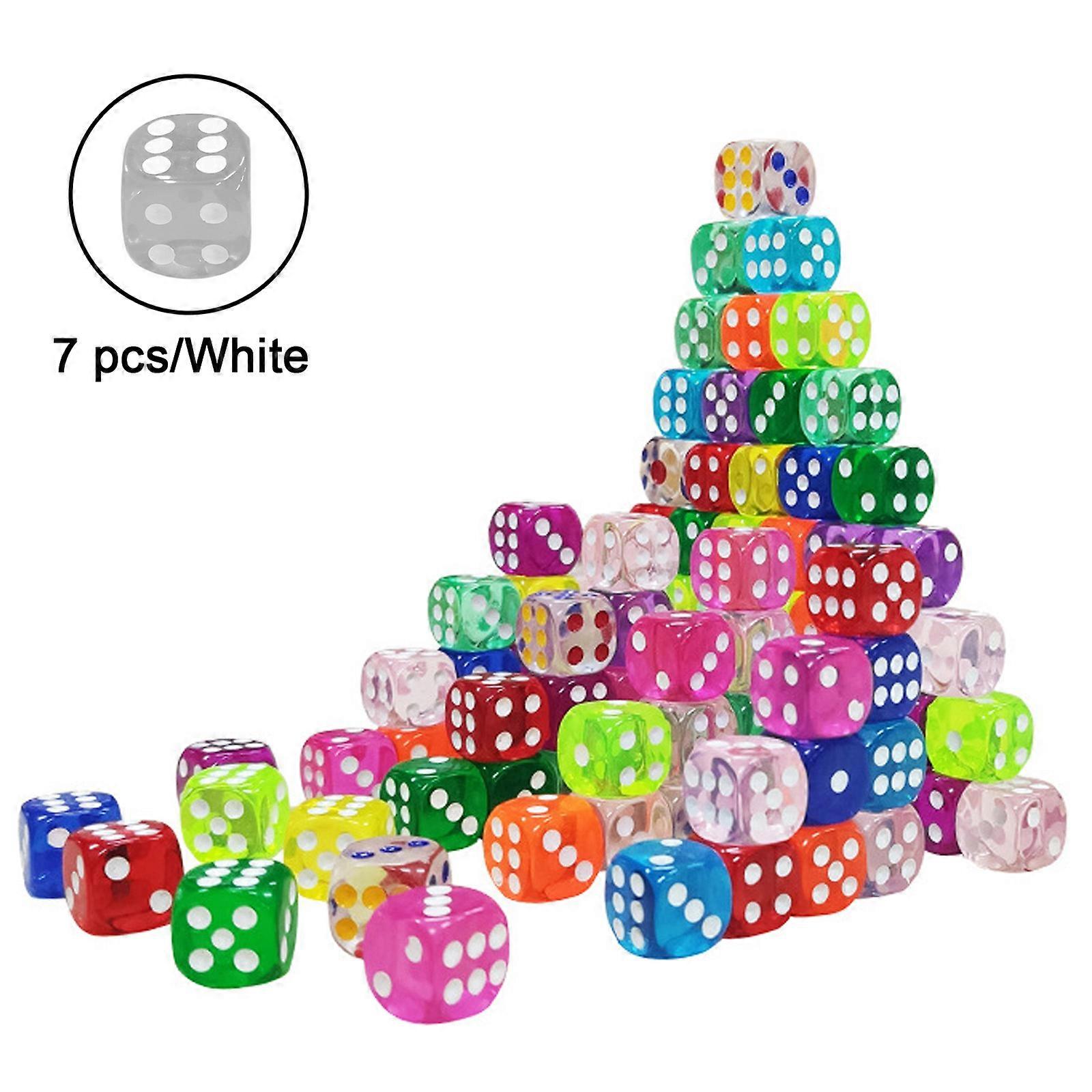 New Upgrade 6 Sided Dice Set,7Pcs 14mm Transparent Acrylic Dice for Table Borad Games