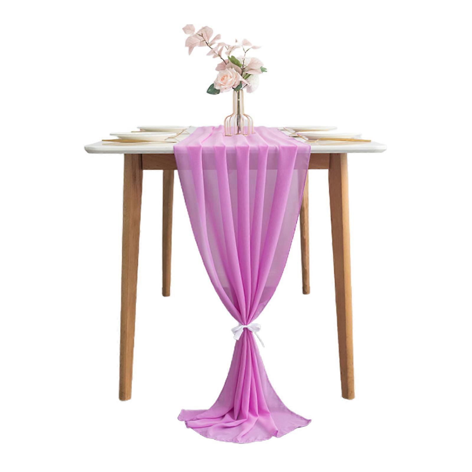 New Arrive Table Cloth Solid Color Polyester Fabric Tables Runner Tablecloth Chiffon Rose Gold Simple Banquet Decoration