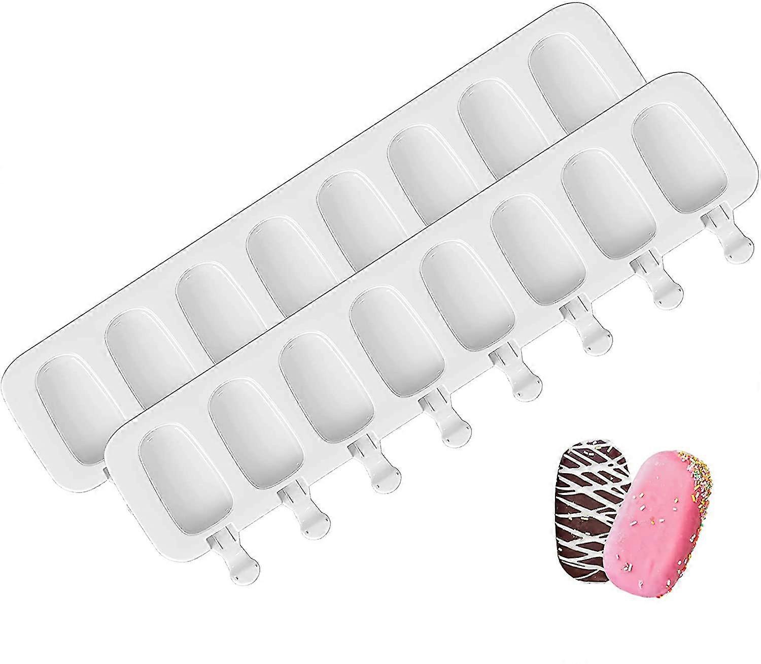 2 Pcs Silicone Ice Cream Molds - 8 Cavities - Bpa-free Popsicle Mold - Reusable And Reinforced