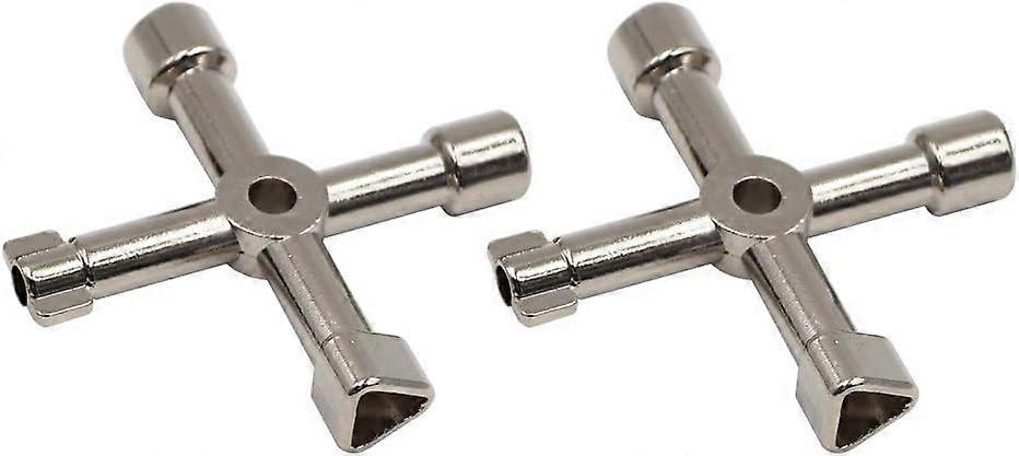 2 Pack 4-Way Multi-Function Utility Keys for Electric Cabinet, Radiator, Meter, Box Opener (Silver)