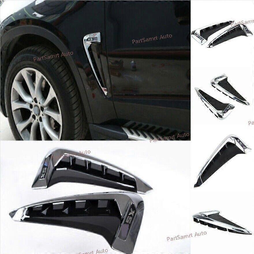 2pcs ABS Air Flow Wing Vent Trim Side Body Marker Fender For BMW F15 X5 2014 -18