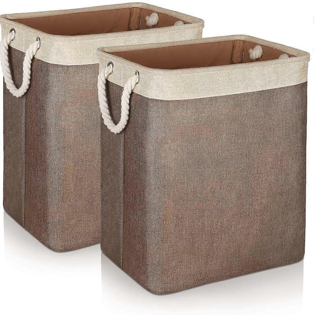 2 Pack Laundry Hamper with Strong Handles, Built-in Liner with Removable Supports, Large Laundry Hamper for Bathroom, Bedroom