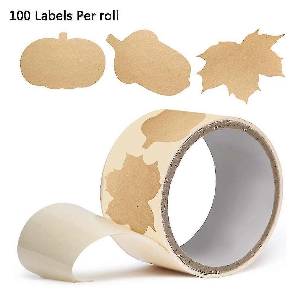 100 Pcs Diy Kraft Paper Tag Stickers Blank Labels For Package, Jars, Bottles