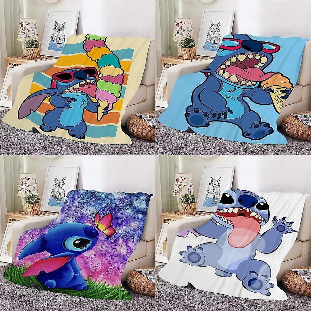 Christmas Lilo & Stitch cover blanket, plush grid comfortable fluffy carpet sofa soft bed supplies sofa flange plush plushWT478