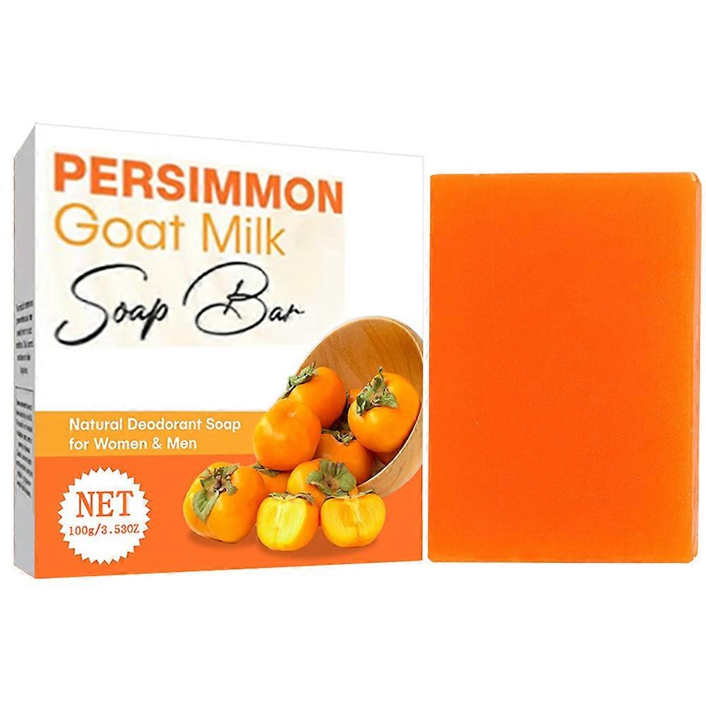Persimmon Soap Bar for Body Odor Control, Natural Purifying Deodorizing Soap Bar with Goat Milk for Eliminating Nonenal Body Odor