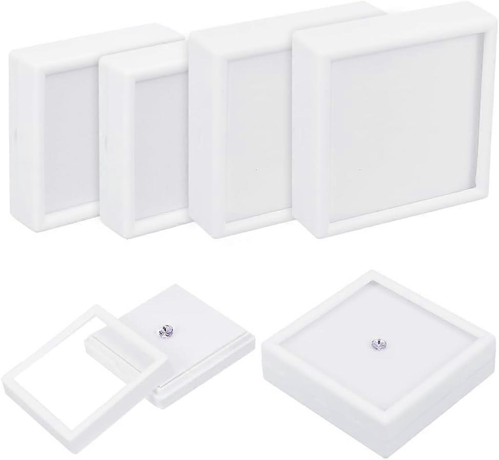 6Pcs 2 Sizes Gemstone Display Box White Diamond Display Case Jewelry Box Container with Clear Window for Treat Gems Coins Diamond Valentine's Festival