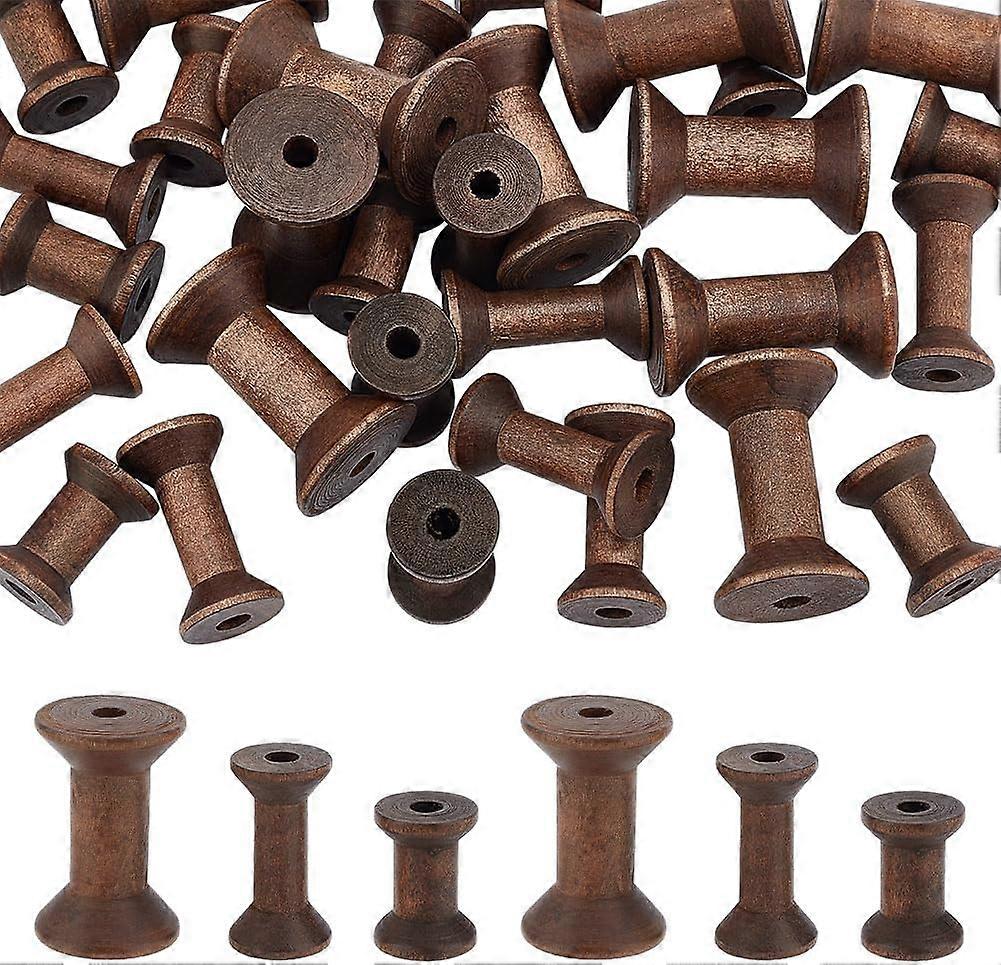 30Pcs 3 Sizes Antique Wooden Empty Spools Empty Thread Spools Wooden Ribbon Spools Bobbins for Wire Weaving Arts DIY Wood Projects 10pcs/Size