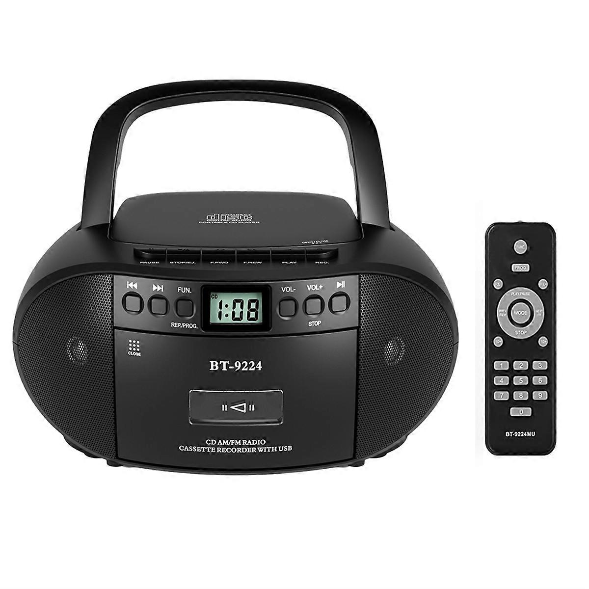 CD Cassette Player, CD Player Bluetooth , AM/FM Radio, Stereo Sound with Remote Control,Tape Record