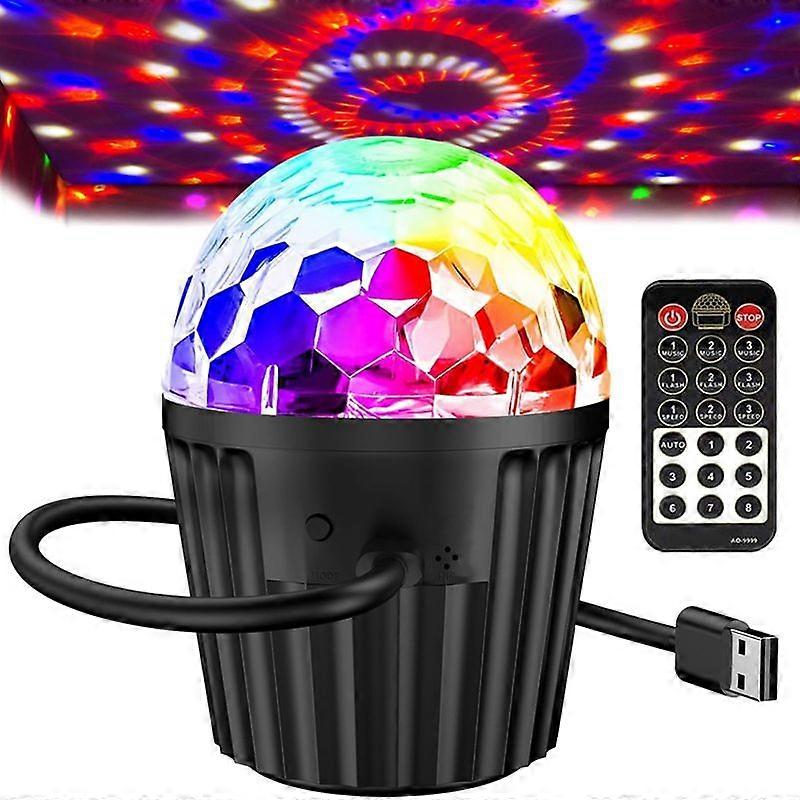 Portable Mini Disco Ball Light for , RGB DJ Strobe Light with Remote Control and USB Cable,Activated Stage Lights