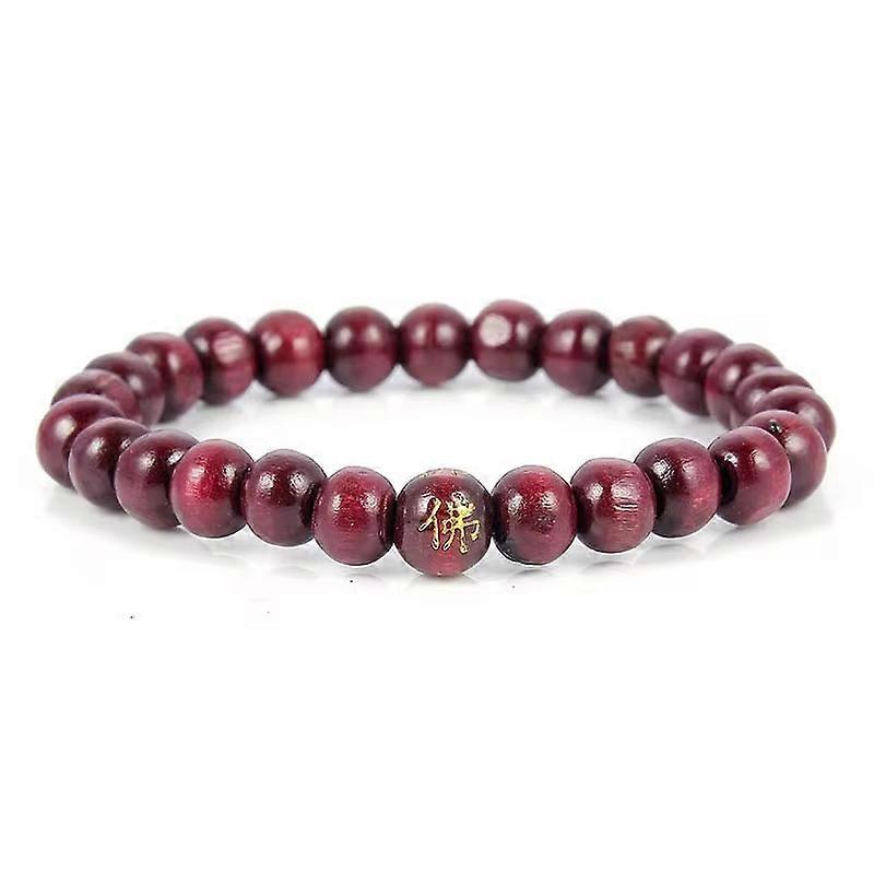Handmade bracelet for men wooden beads Chinese sign gold