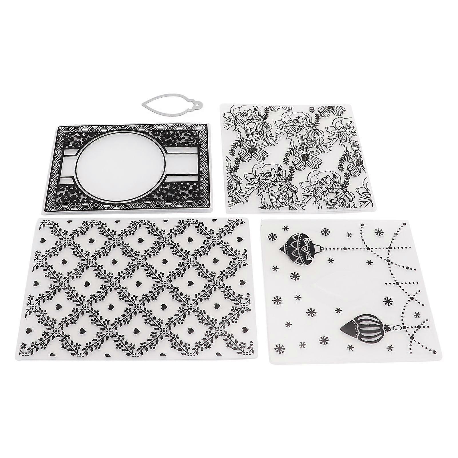 4Pcs Embossing Folders Plastic Decorative Templates for DIY Scrapbooks Cards Making