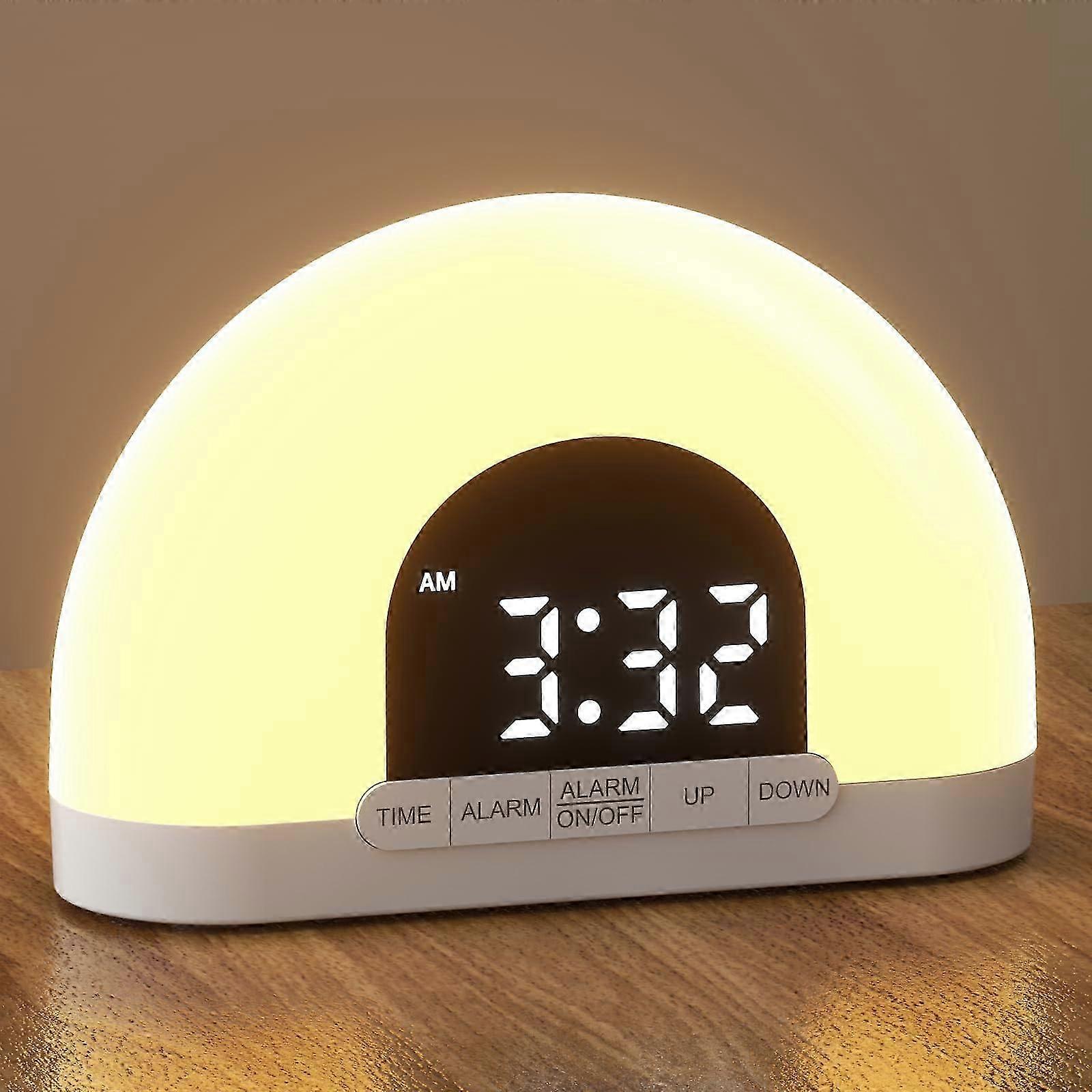 Alarm Clock with Night Light for Bedside, Digital Alarm Clock with Wake Up Light, Sunrise Lamp with Dual Clock, Bedside Lamp with Sunrise Alarm Clock