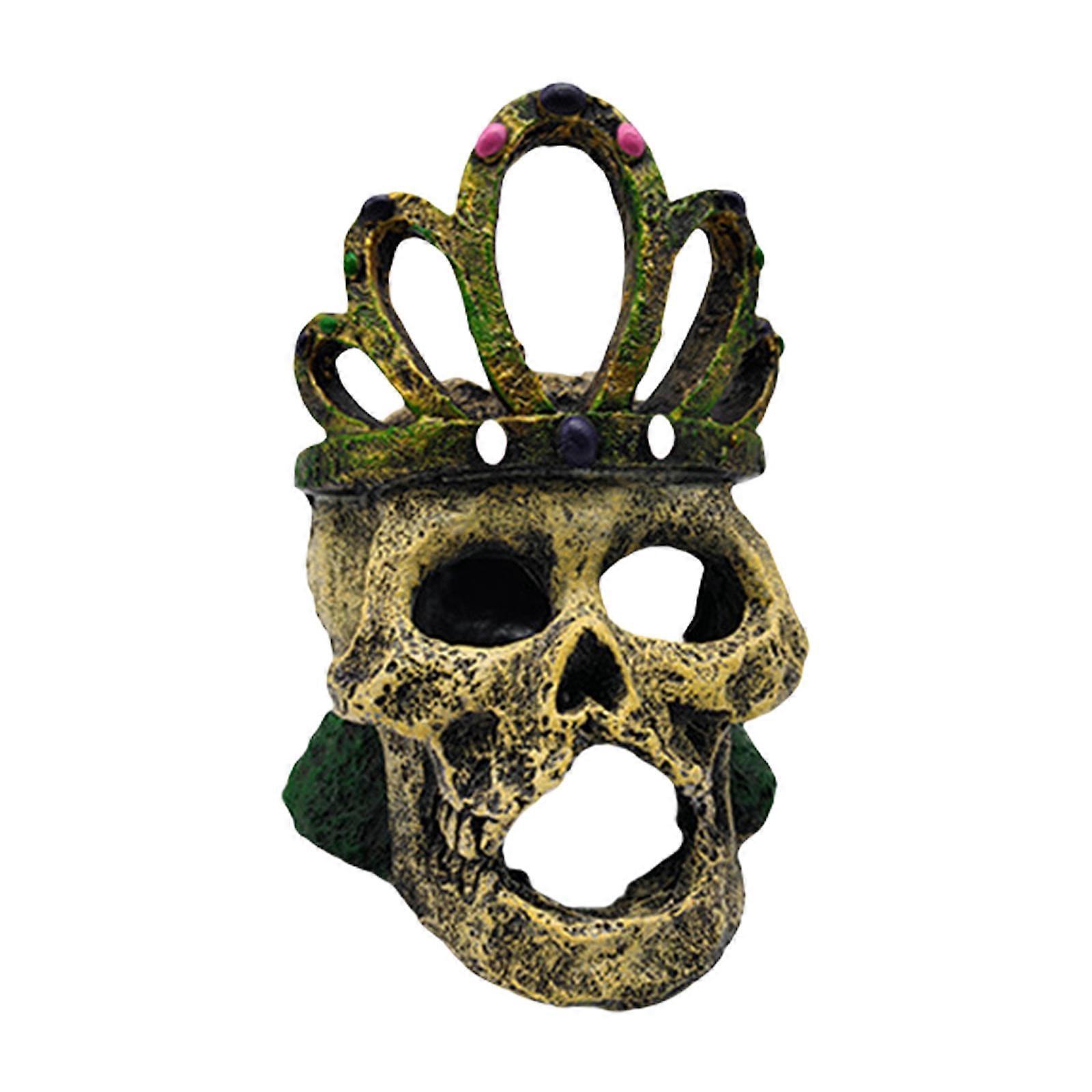 Durability Resins Skull Ornaments Unique Aquascapes Decoration Fish Resting Cave Suitable for Small Snake and Lizards