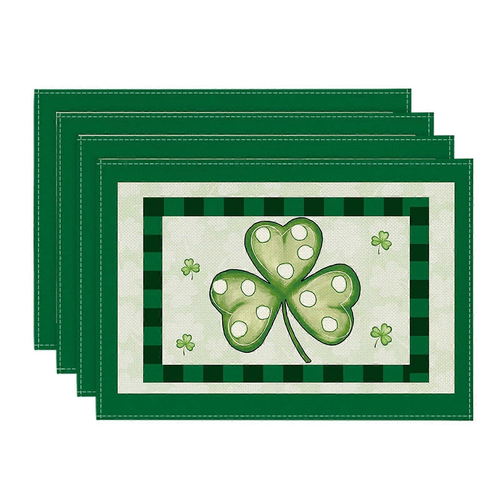 Set of 4 12 x 18 Inch St. Patrick's Day Green Placemats with Quotes