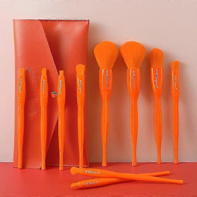 Makeup Brushes Set Solid Eyeshadow Powder Plastic Handle With Bag|eye Shadow Applicator(orange)