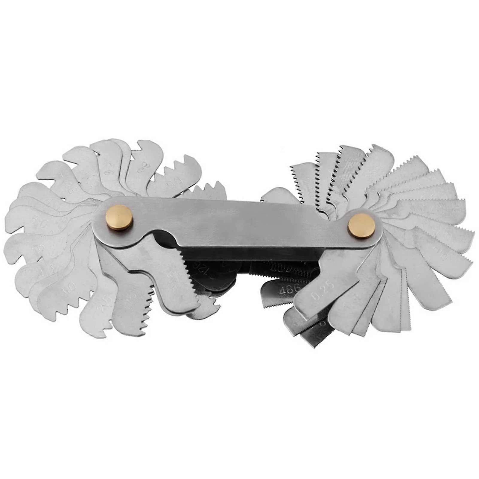 52pcs 55/60 Degree Thread Pitch Gauge Metrics/Imperials Thread Measurement Tools for Grinding Positioning
