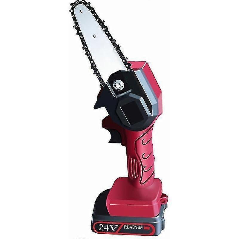 Battery Powered Chainsaw Handheld Cordless Chainsaw with Charger and 2 Batteries - Red