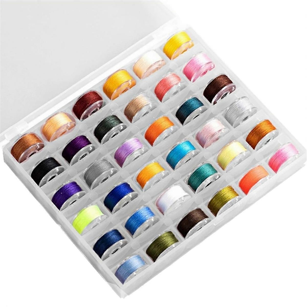 36pcs Sewing Threads and Bobbins,Colors Sewing Thread Set with Storage Plastic Box Home Sewing Mach