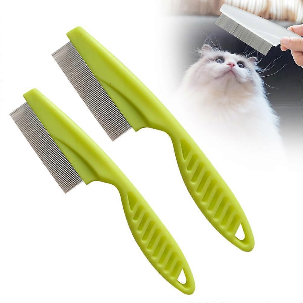 Pet Combs for Dogs - Upgraded Multifunction Flea Brush Set, Green Dog Grooming Comb for Floating Hair and Nodes