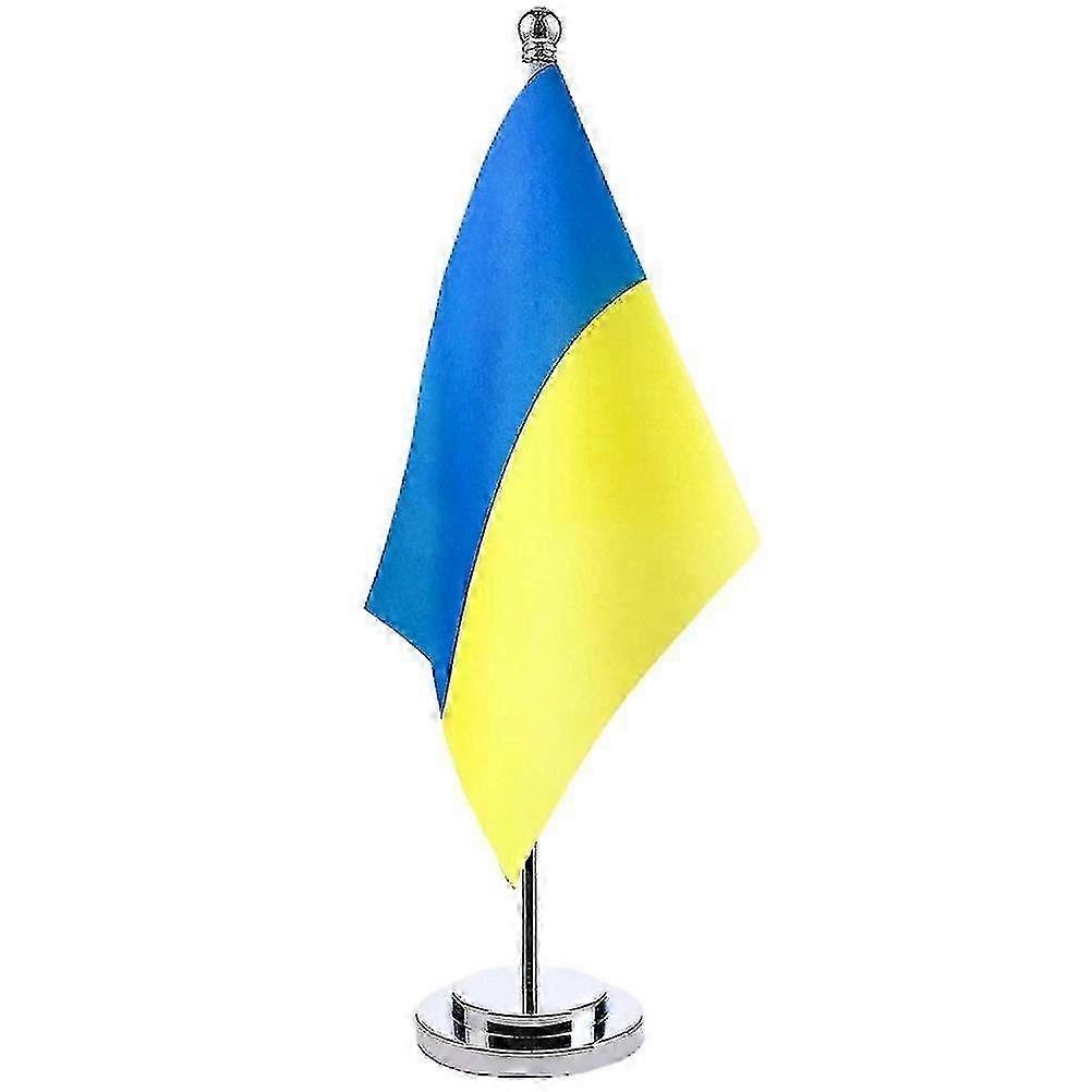 Ukraine Table Flag Ukrainian Desk Flag With Stick And Base Decoration For Home Office Meeting Room-Yvan