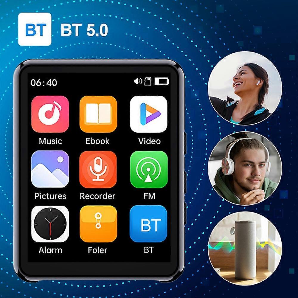 2.4-Inch High-Clear Screen MP3 Player Full-Touch Screen Lossless Sound BT Player with Speaker Suppor