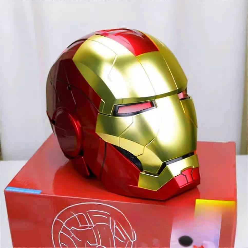 New Electronic Iron Man Mk5 1:1 Helmet Automatic Voice Control Avengers Role Playing Collection LED Light Toy Close Range Iron Man Helmet Gift
