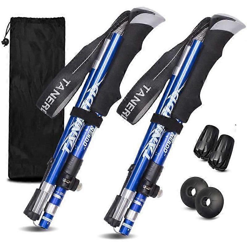 Telescopic Hiking Poles - Foldable Anti-Slip and Anti-Shock Ultra-Light for Mountaineering Hiking Trekking One Pair