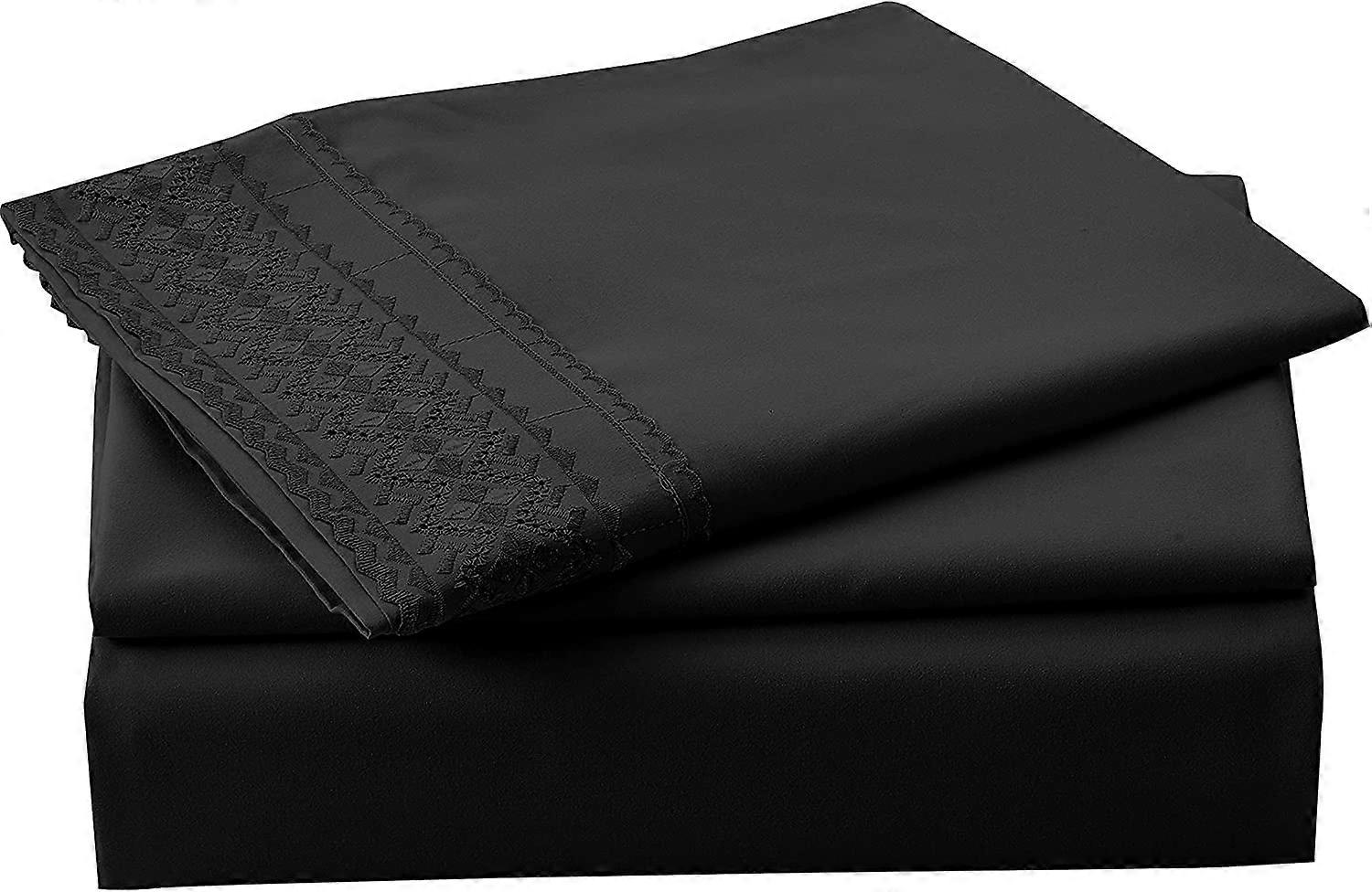 Embroidery Bed Sheet Set, Microfiber, Stain Resistant