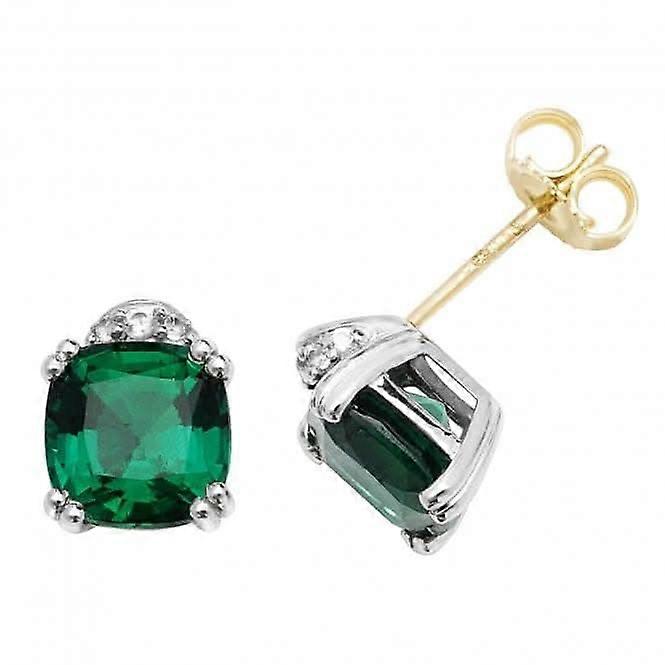 9ct Yellow Gold Rh Plated Stud Earrings ES1201E