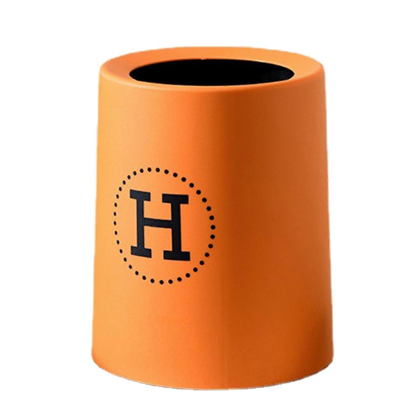 Open Top Trash Can Plastic Double Layer Thick Round Mini Trash Can for Bedroom Office Orange